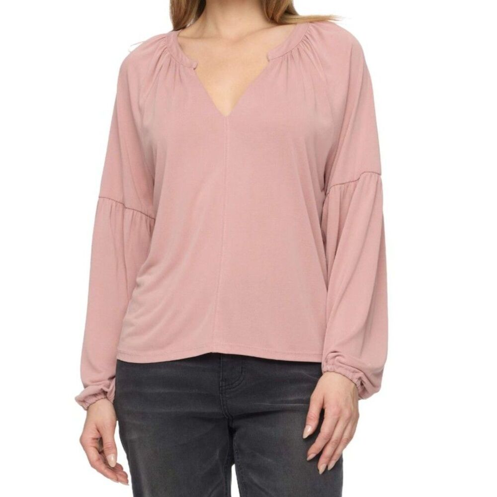 Threadgrit Talia Blush Raglan Long Sleeve Shirt Blouse Medium Country Western